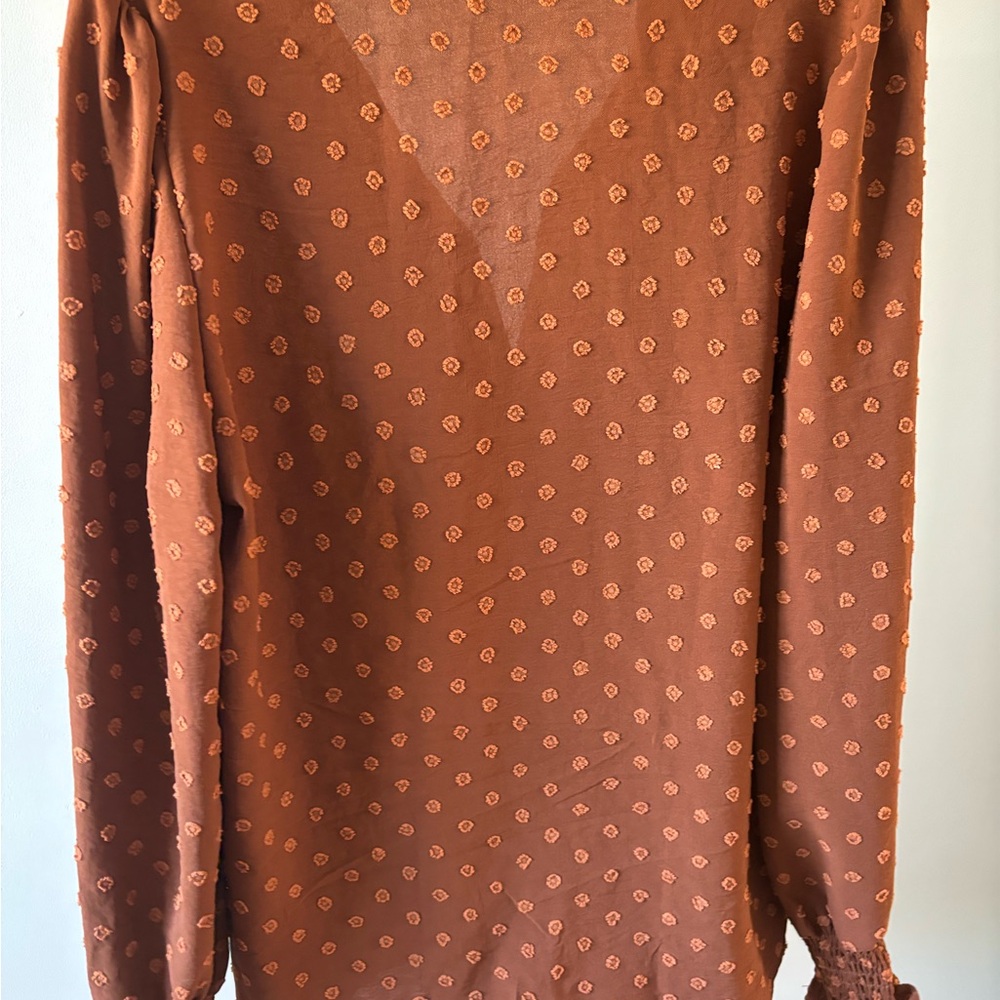 Rust Polka Dot Button-Up Blouse - Picture 2 of 4